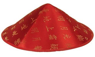 CHAPEAU CHINOIS ROUGE ET OR
